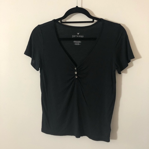 American Eagle Outfitters Tops - american eagle black button up t-shirt